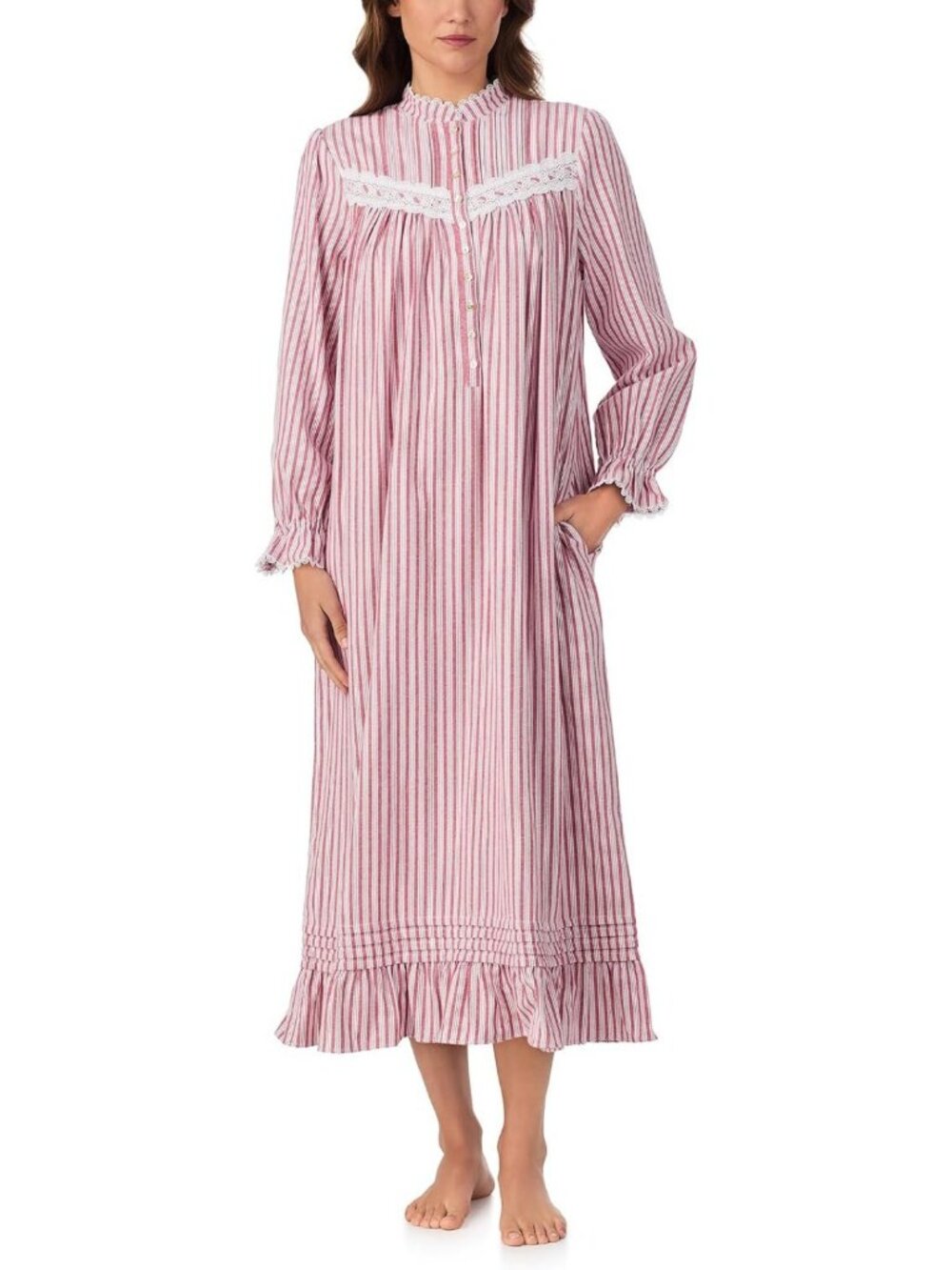 Cozy 100% Cotton Mockneck Long Sleeve Nightgown for Women - 50" Length